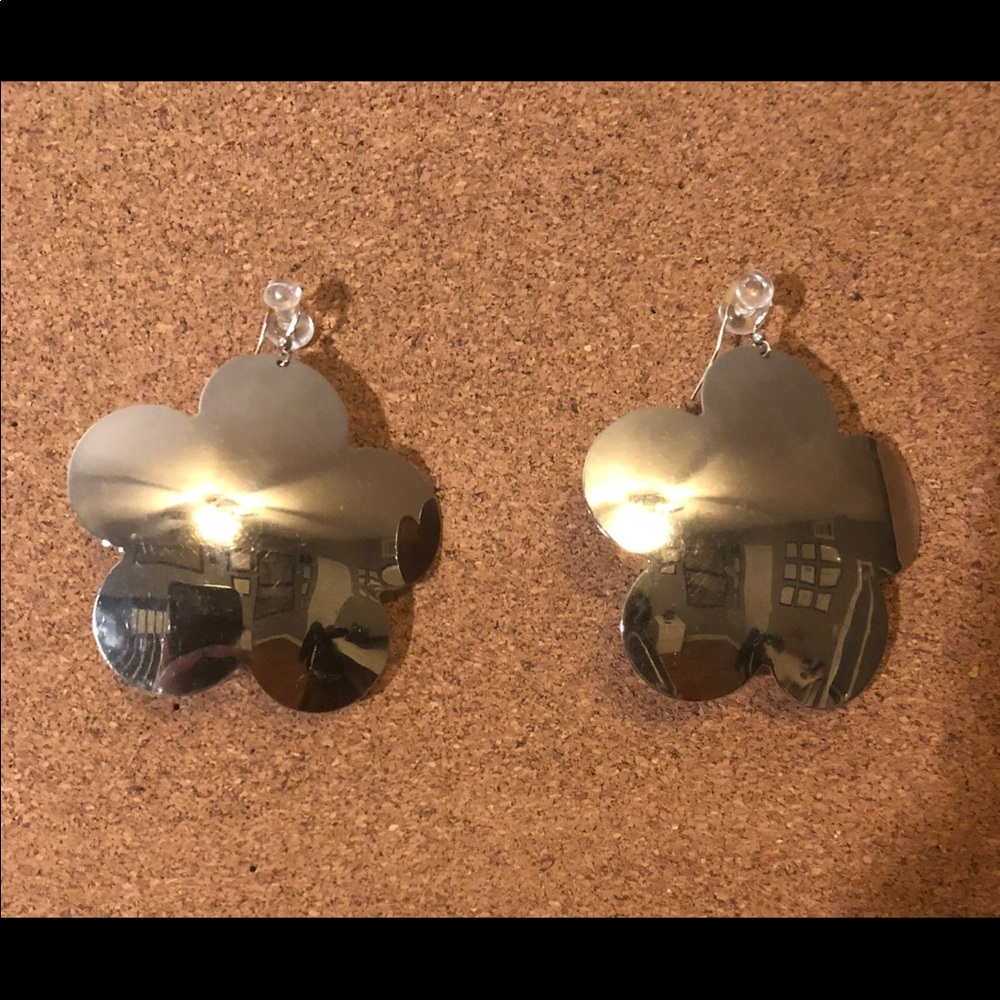 Flower mirror earrings